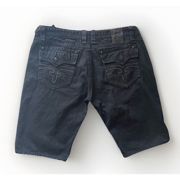 Y2K Rock Revival Embroidered Black “Steven” Straight Men’s Shorts Size 44 - Picture 1 of 8